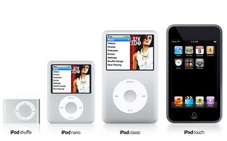 iPod Shuffle, iPod nano, iPod Classic and iPod Touch